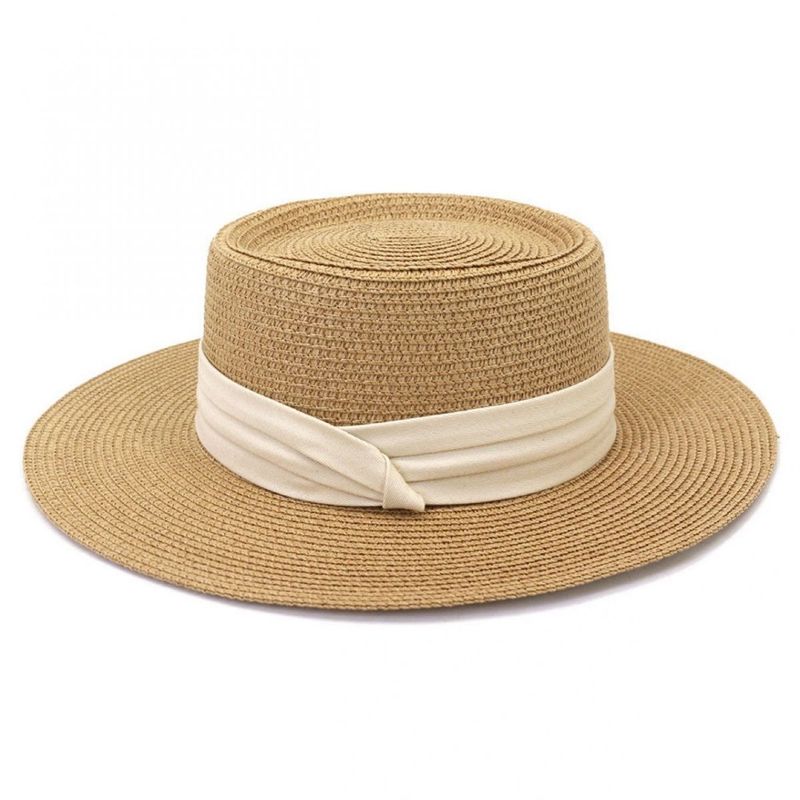 Chapéu de palha de verão britânico de celebridades da Internet com aba larga e sombreamento educado para férias na praia e sol para homens e_voghion.com
