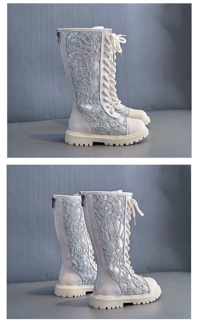 Meisjes Enkele Laars Herfst/Winter Kinderen Lovertjes Prinses Hoge Laarzen Mode Antislip Laarzen Voor Meisjes_voghion.com