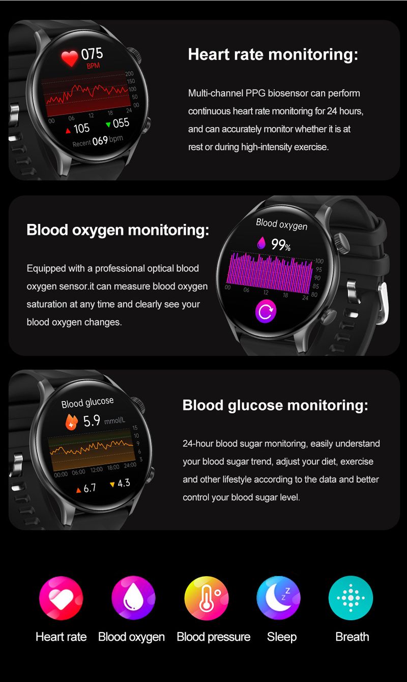 Smart Watches New Zw63 Smart Watch Bluetooth Call Round Screen Smart Watch Health Sports Watch_voghion.com