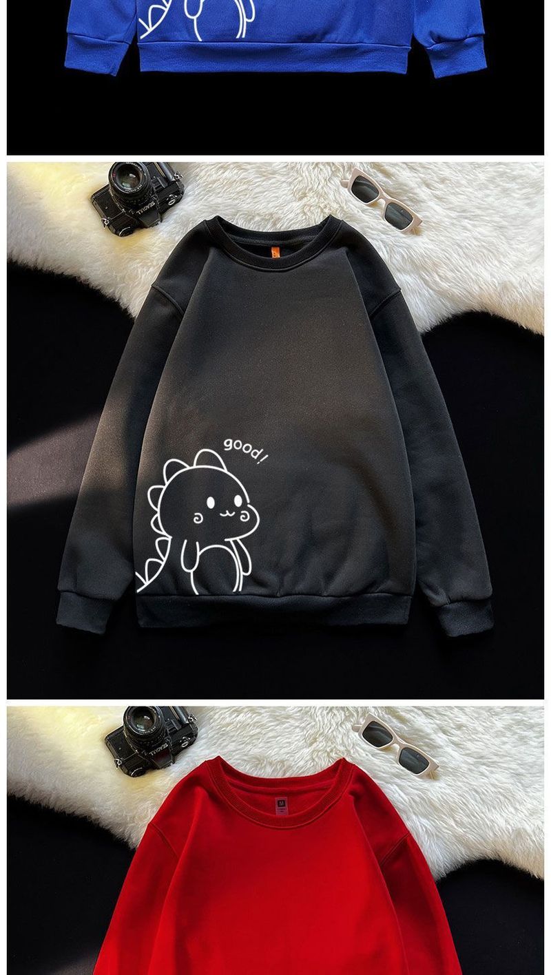 Felpa con cappuccio girocollo con piccolo dinosauro carino da uomo, vestibilità comoda, per adolescenti, studenti, marchio alla moda per primavera e autunno._voghion.com