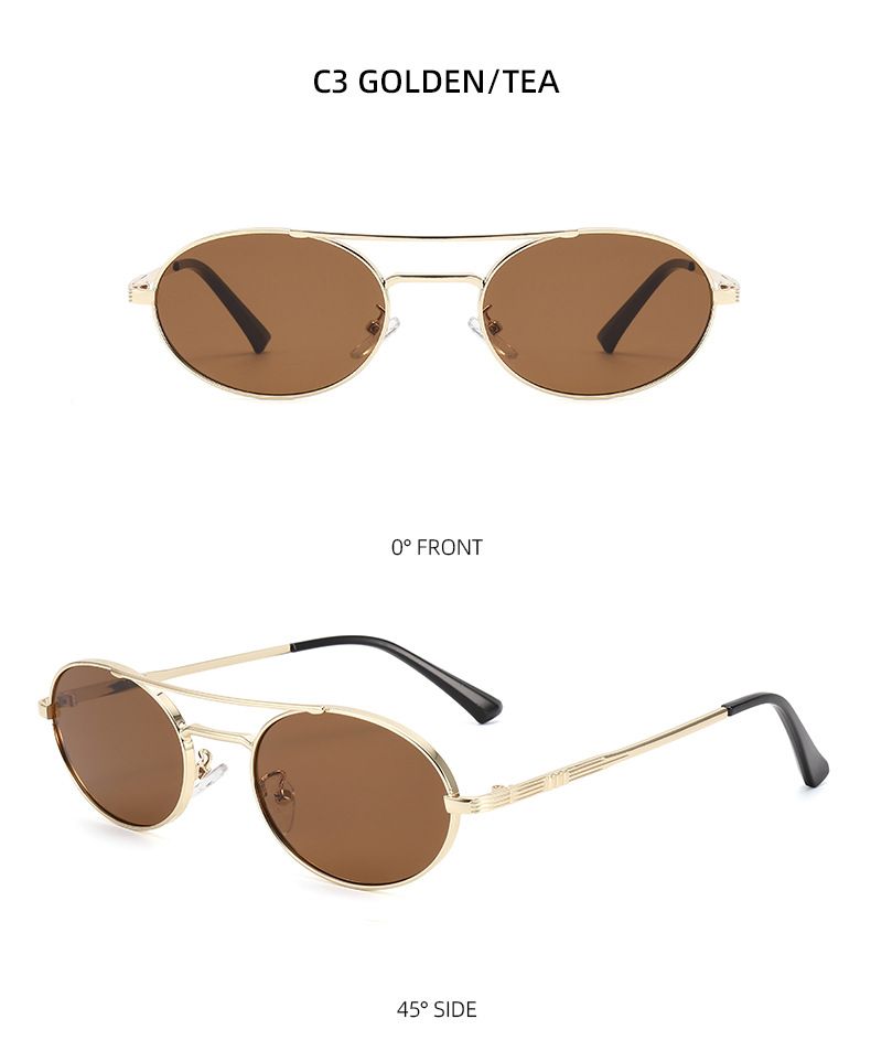 Nuevas gafas de sol de doble haz premium con montura ovalada, gafas de sol clásicas de moda con protección solar ultravioleta_voghion.com
