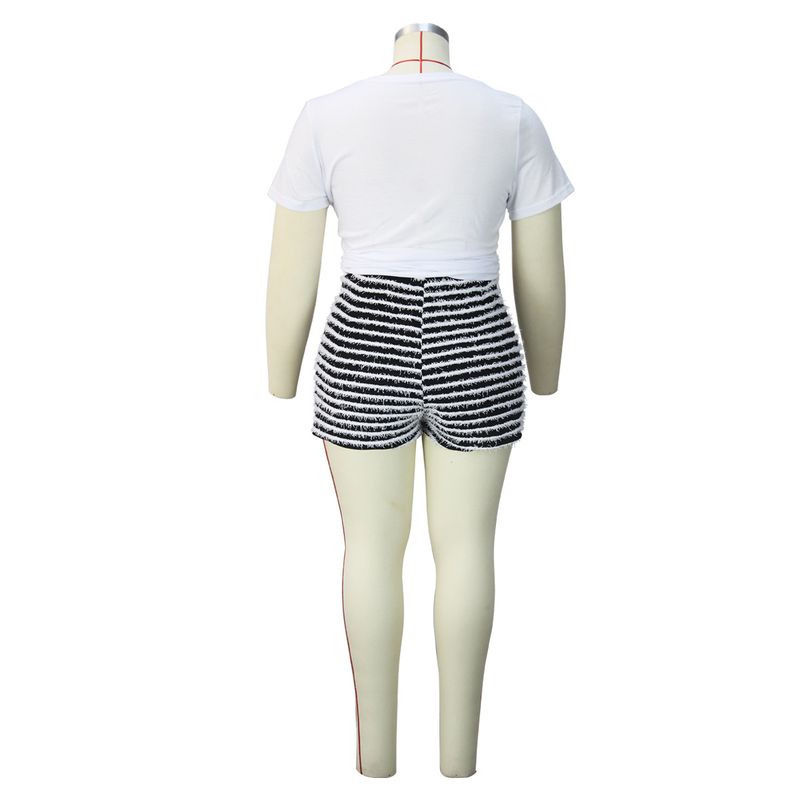 Damen-Shorts mit gestreiftem Kordelzug und hoher Taille, sexy, modisch, lässig, All-Match-Hosen in Übergröße_voghion.com