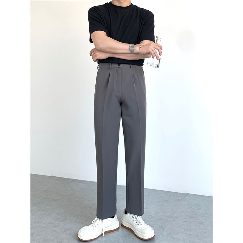 Korean Version Of Trendy Casual Trousers Men's Drape Suit Pants Wide-leg Pants Spring And Summer Boys Loose Straight Trousers_voghion.com
