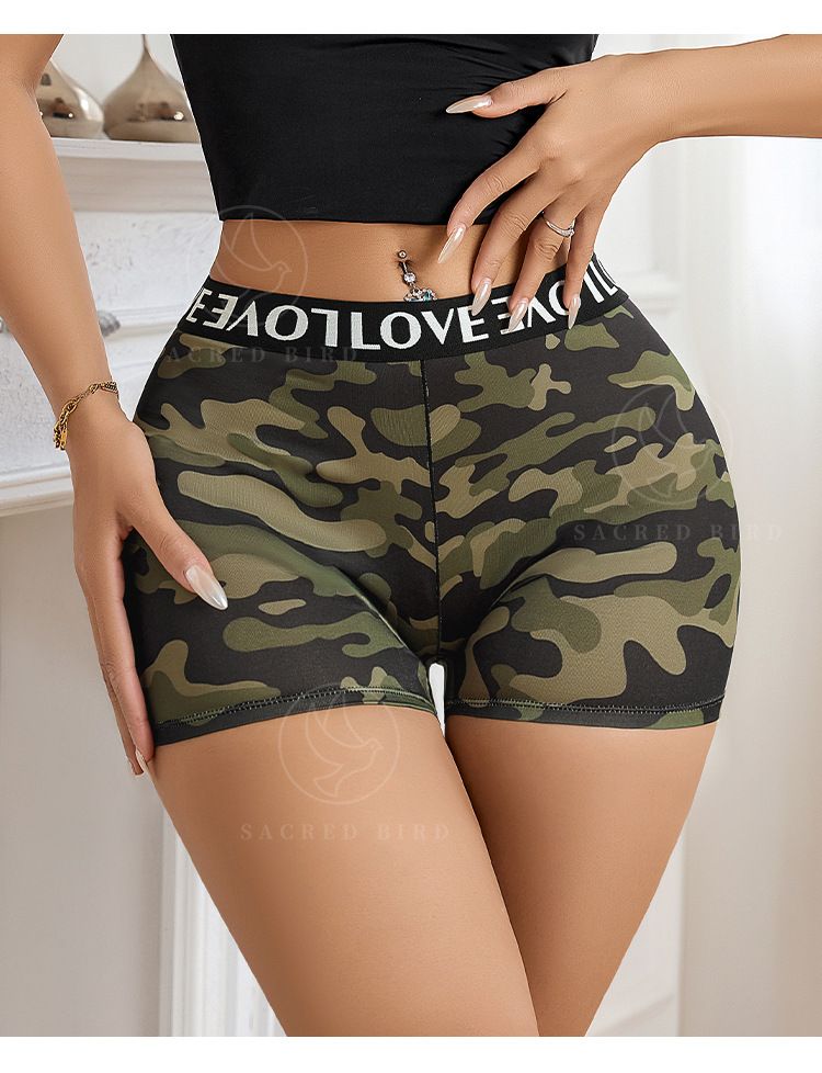 Damenunterwäsche, personalisierter Camouflage-Druck, nahtlos, Eisseide, nackt, Damen-Sommerunterwäsche, Buchstaben-Gurtband, hohe Taille, große Boxershorts_voghion.com