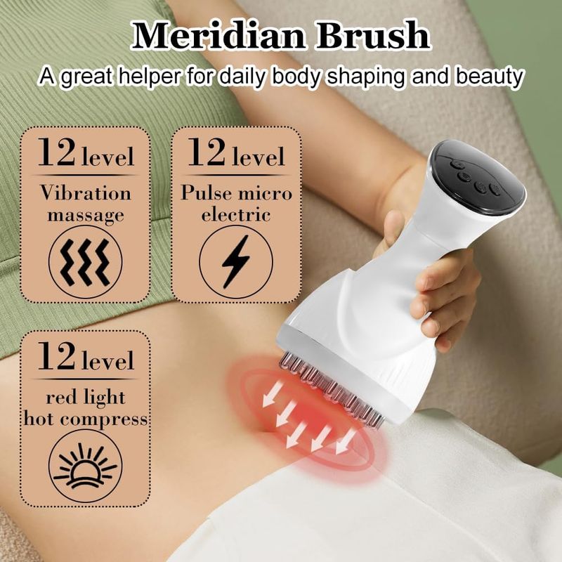 Horuili.® Cellulite-Massage Elektrische Meridianbürste, Multifunktions-Körpermassagegerät, Schulter-Nacken-Körpermassage Gua_voghion.com