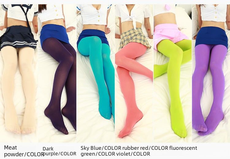 Chaussettes de fond de couleur chair opaques de printemps et d'automne, collants de couleur bonbon, pieds plus entrejambe, chaussettes de jambe 100D_voghion.com