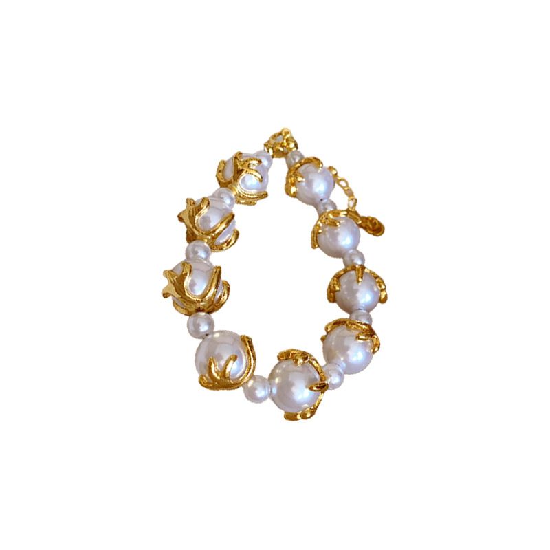 Echtes Gold Galvanisiertes Blumenperlenarmband-Halskettenset im Palaststil mit High-End-Temperament, Schlüsselbeinkette,_voghion.com