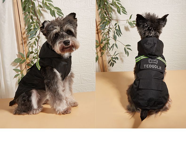 New Pet Clothing, Dog Reflective Raincoat Pocket Design, Waterproof Two Legged Clothing_voghion.com