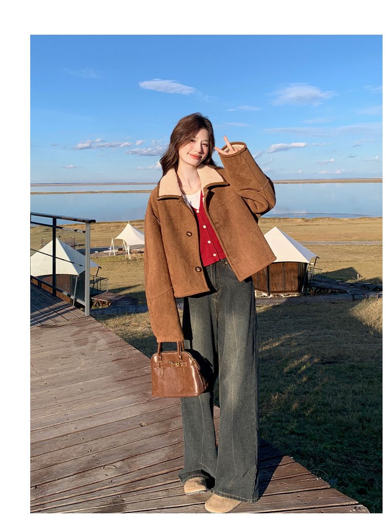 Reversible Sheepskin Coat Women, Spring And Autumn 2025 New Thickened Short Suede Jacket For Early Winter_voghion.com