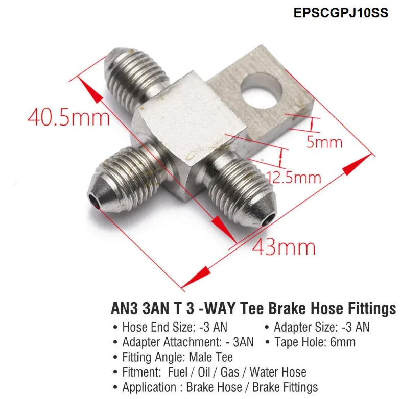 1PC Aço Inoxidável AN3 para AN -3 Extremidades de Mangueira Giratória de Freio Reto Encaixe de Carro EPSCGPJ_voghion.com