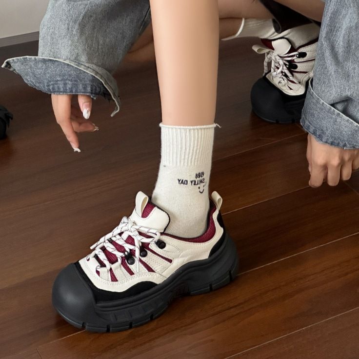 Άσχημος Χαριτωμένος Μπαμπάς για Γυναίκες την Άνοιξη του 2025, Νέα Χοντρή Σόλα με Αύξηση Ύψους, Ελαφριά και Αντιολισθητική Υπαίθρια Πεζοπορία_voghion.com