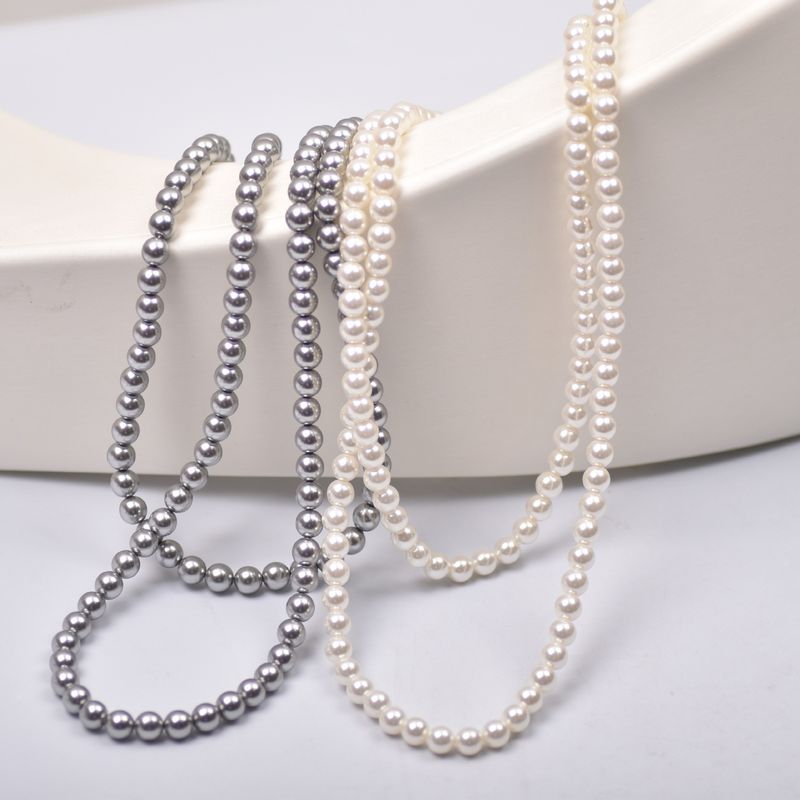 Zhenduoma Silver Grey Shi Family Zhengyuan Strong Light Pearl Women's Long Multi layered Sweater Chain New Style_voghion.com