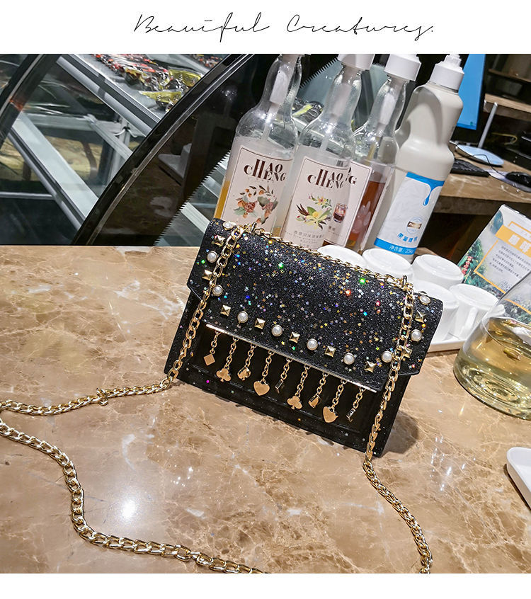 Net red spot women's bag 2023 woven flower new double layer tide single shoulder crossbody bag hundred chain small square bag_voghion.com