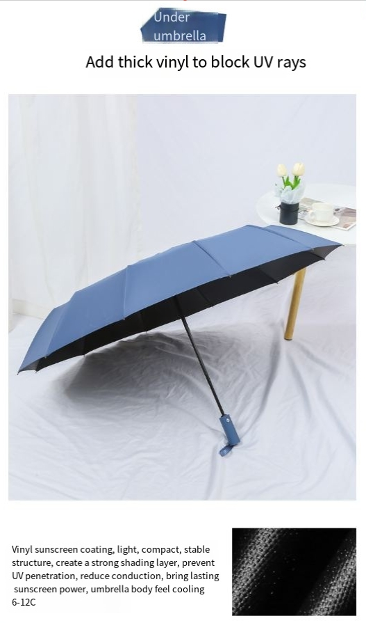 Grande ombrello pieghevole completamente automatico a 12 stecche per donna per giornate soleggiate e piovose_voghion.com