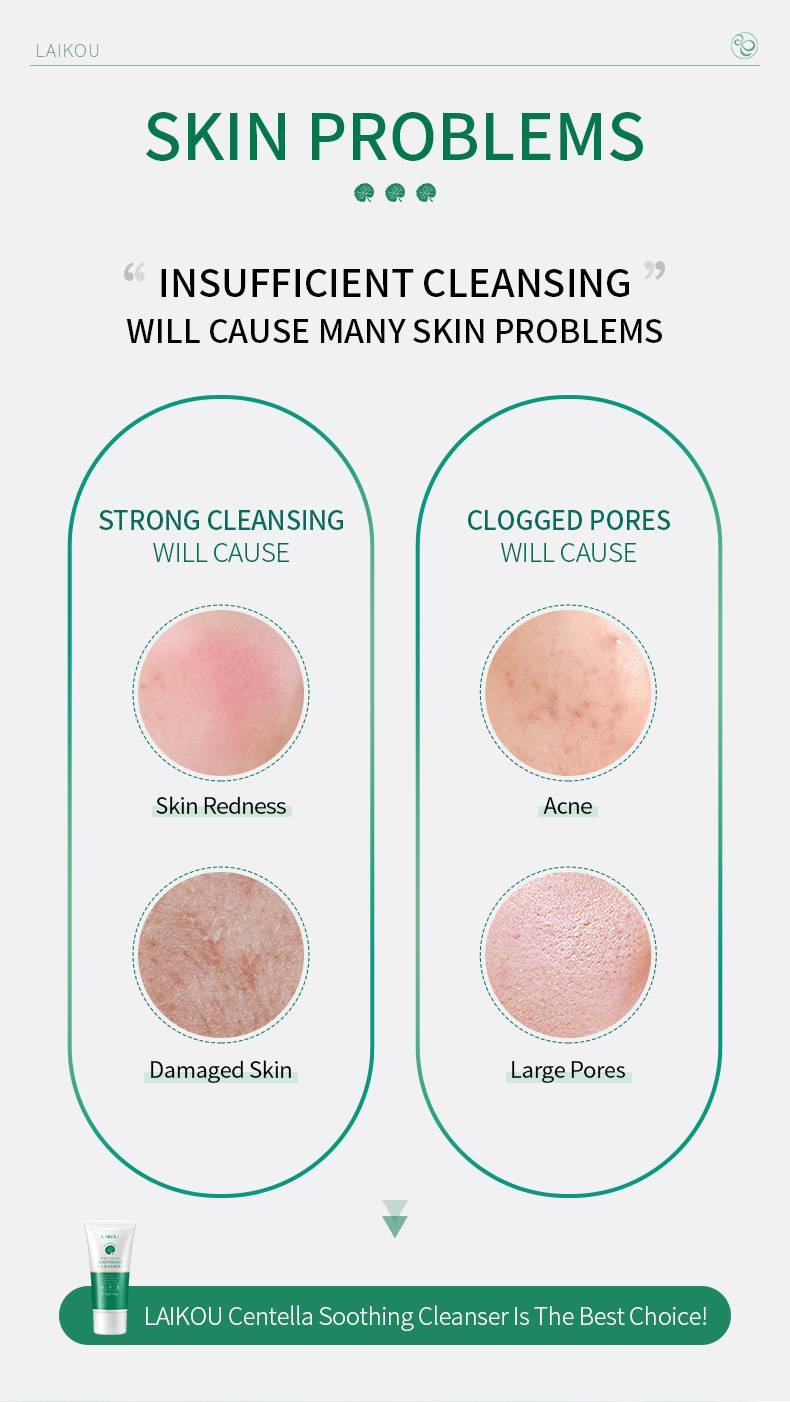 LAIKOU Centella Asiatica Facial Cleanser, Hydrating And Moisturizing, Refines Pores, Facial Cleanser 50g_voghion.com