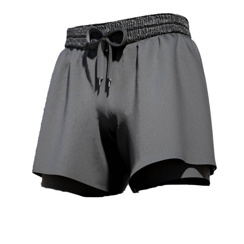 Bañador de secado rápido de doble capa para hombre, antivergüenza, de ángulo plano, conjunto esencial de equipo de natación._voghion.com