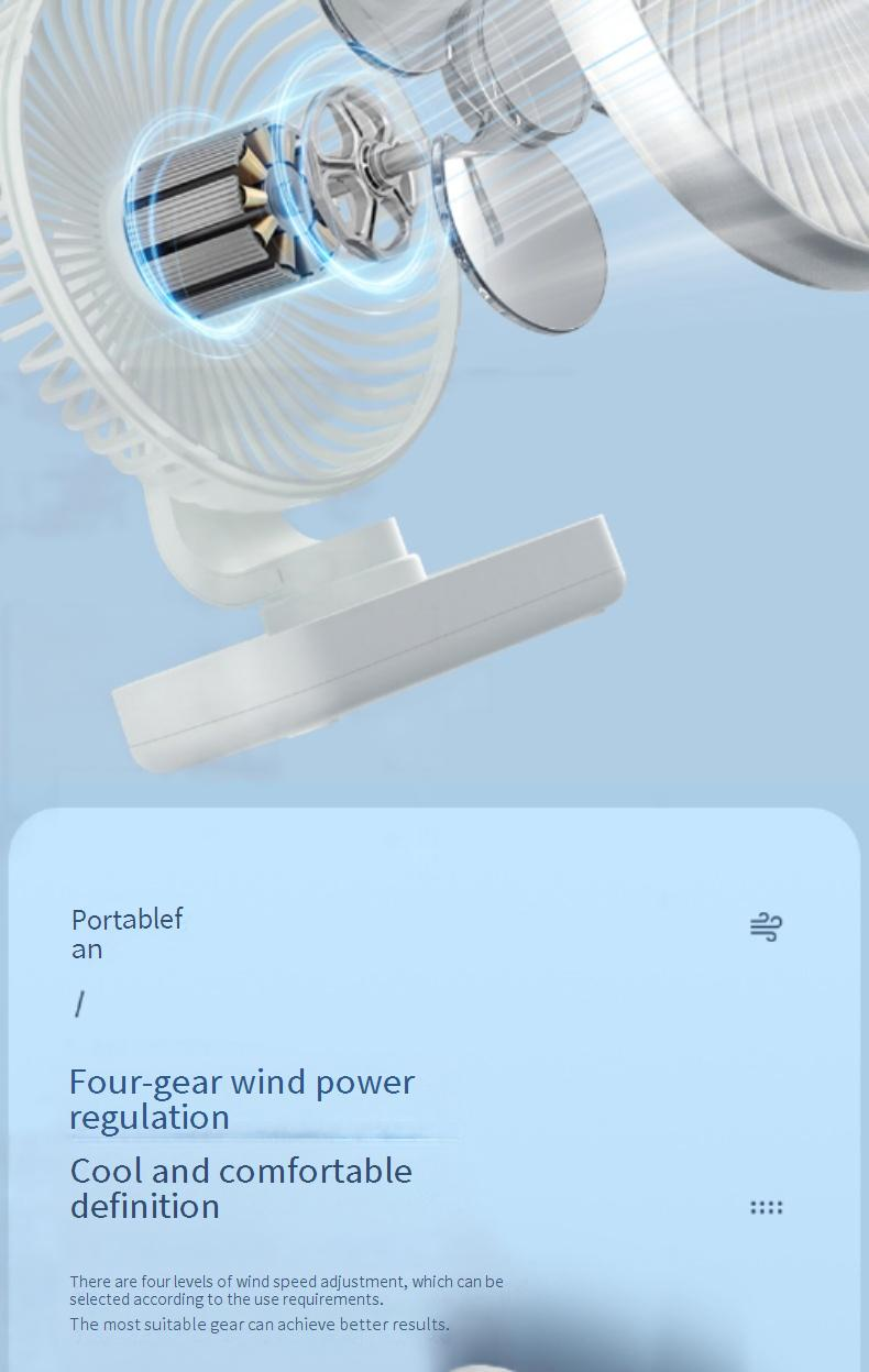 Rechargeable USB Desk Fan With Auto Oscillation - Quiet Mini Fan For Office & Dormitory_voghion.com