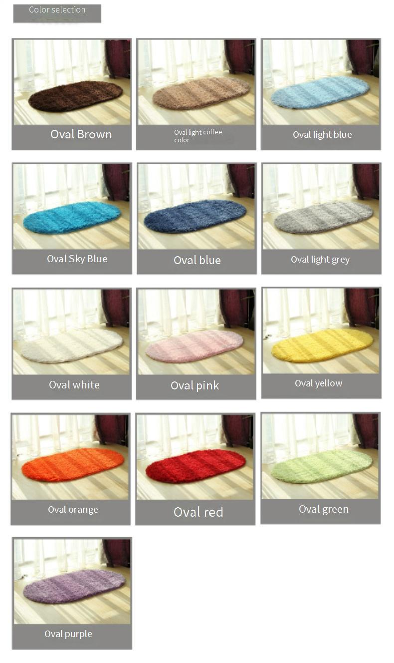 Tapete de banho de poliéster flocado ultramacio - Tapete oval antiderrapante e absorvente para banheiro, cozinha, entrada e muito mais, lavável à máquina, cor sólida moderna_voghion.com