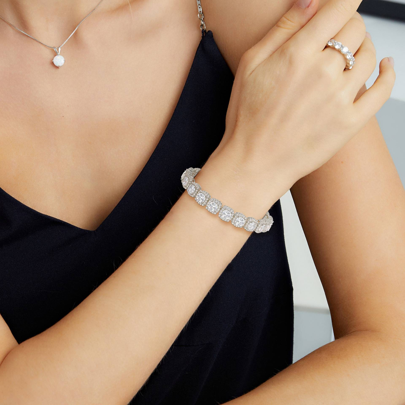 Women's Jewelry 9mm Tennis Bracelet With Cuban Link And Flip Lock Closure, Heavy Duty Design, Diamond Accents, Gold And White Gold Options_voghion.com