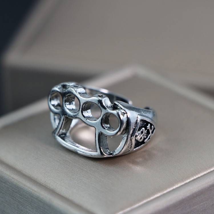Unisex Retro Fishbone Ring Niche Hip Hop Ring Domineering Punk Classic Style_voghion.com