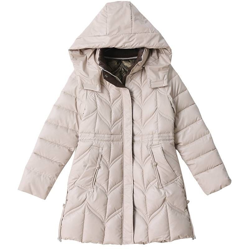 "Women's Longline Faux Shearling Puffer Coat – Korean Winter Jacket With Detachable Collar & Side Pockets – Slim Fit Plus Size (XL-6XL)"_voghion.com