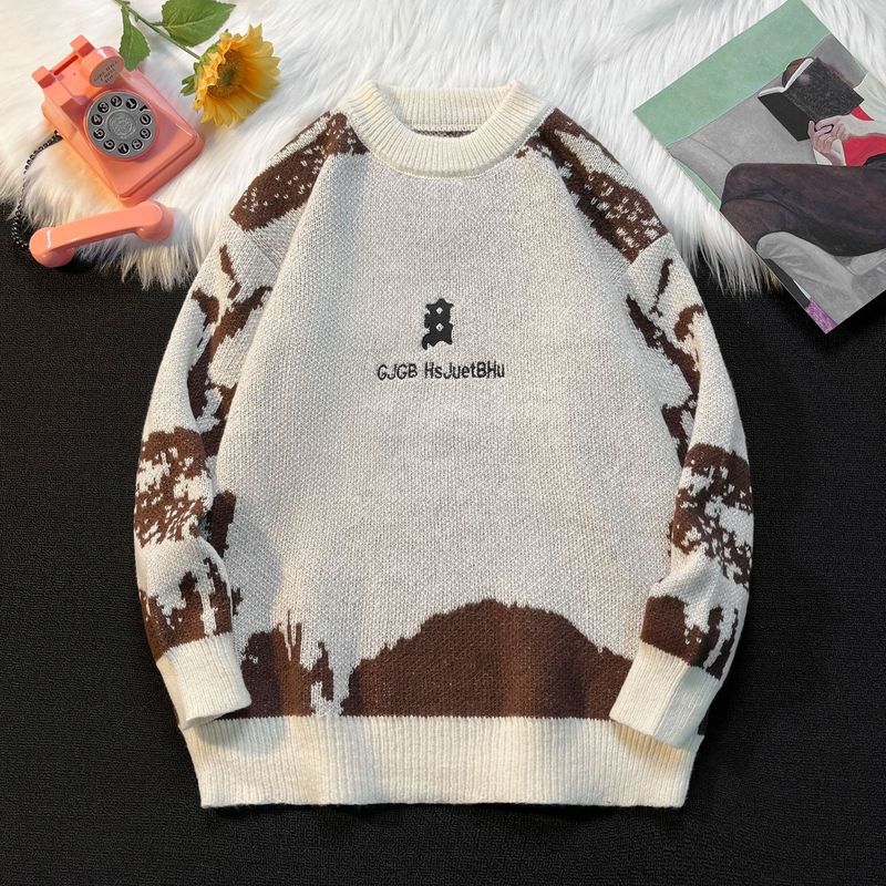 Maglione color-block retrò – Pullover oversize unisex con effetto tie-dye_voghion.com