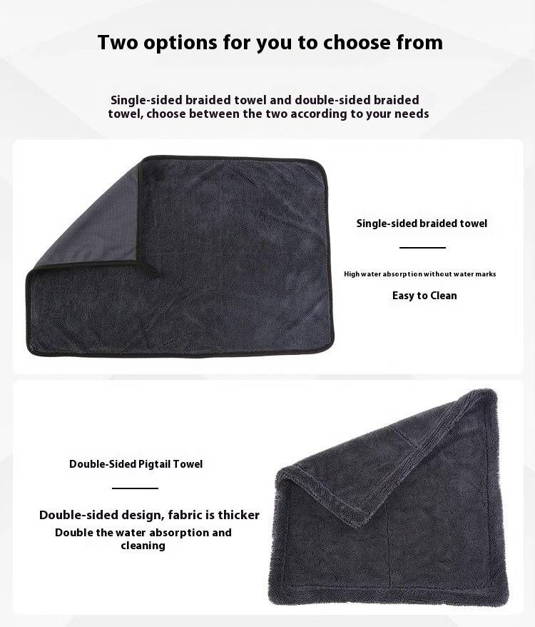 Premium Double-Layered Braided Car Wash Towel – Ultra-Absorbent Microfiber, Scratch-Free, Multipurpose Cleaning Cloth For Cars, Windows & Surfaces_voghion.com