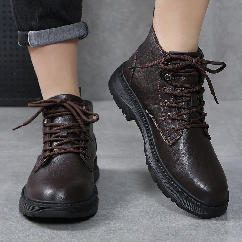 European Warm Series Genuine Leather Martin Men High 2025 New Fleece Lined Warm British Style Boots Mid Top Casual Work Shoes_voghion.com