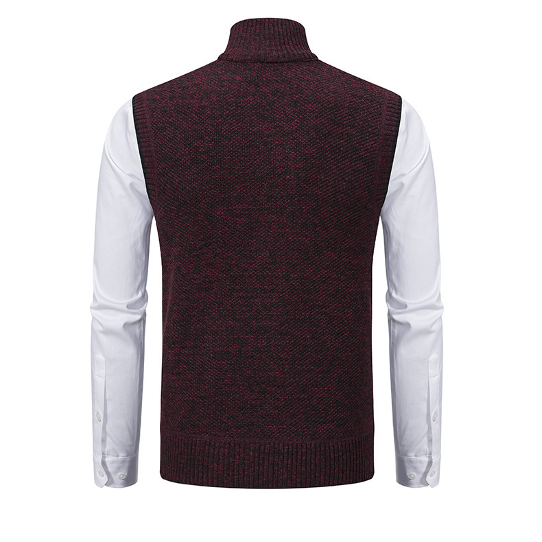 2024 Spring and Autumn New Solid Vest Coat Men's Casual Standing Collar Sleeveless Knit_voghion.com