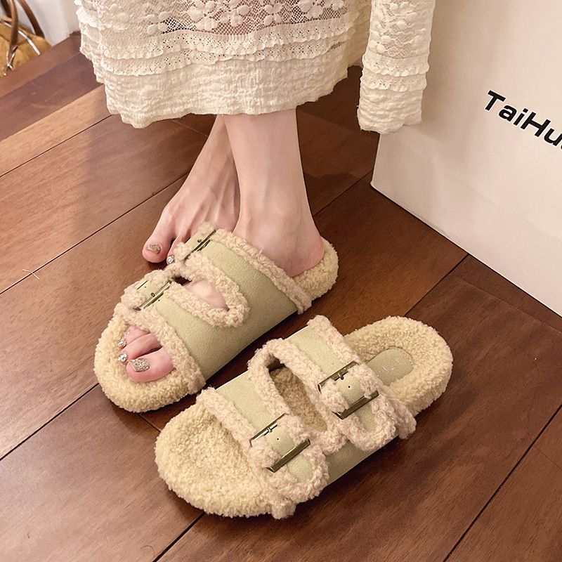 2025 Herbst Winter Neue Dicken Sohlen Für Frauen Zweireihige Schnalle Fleece-Gefüttert Warm Veatile Mode Weichen sohlen Pelz_voghion.com