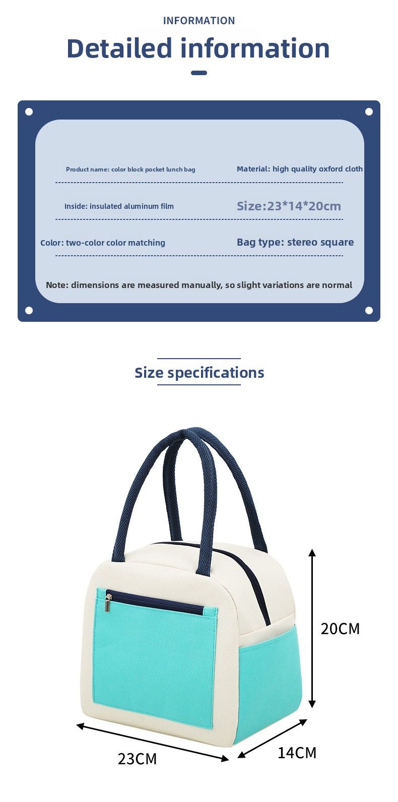 Color Matching Lunch Box Bag Portable Student Large-capacity Waterproof Thermal Insulation Bag Oxford Cloth Lunch Bag Bento Bag_voghion.com