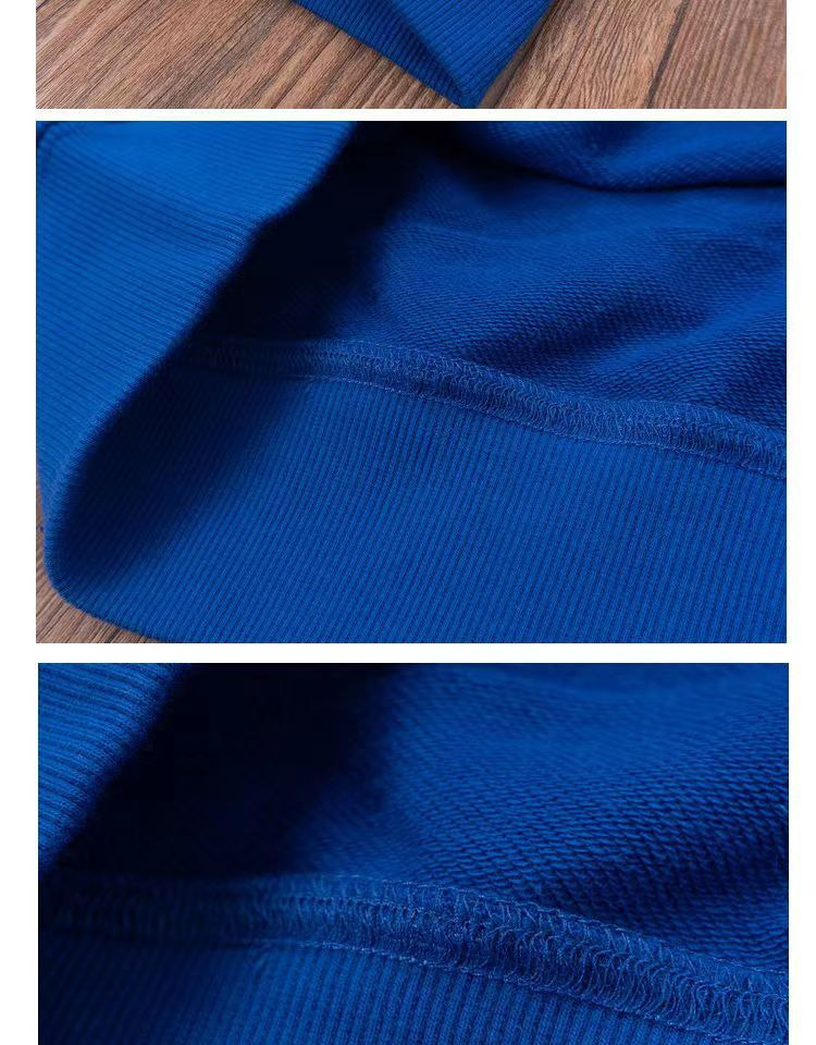 Men's Clothing Large Fish Scale Round Neck Sweater 260g Imitation Cotton Terry Solid Color Loose Men's and Women's Long Sleeve Top Lazy Style T-shirt_voghion.com