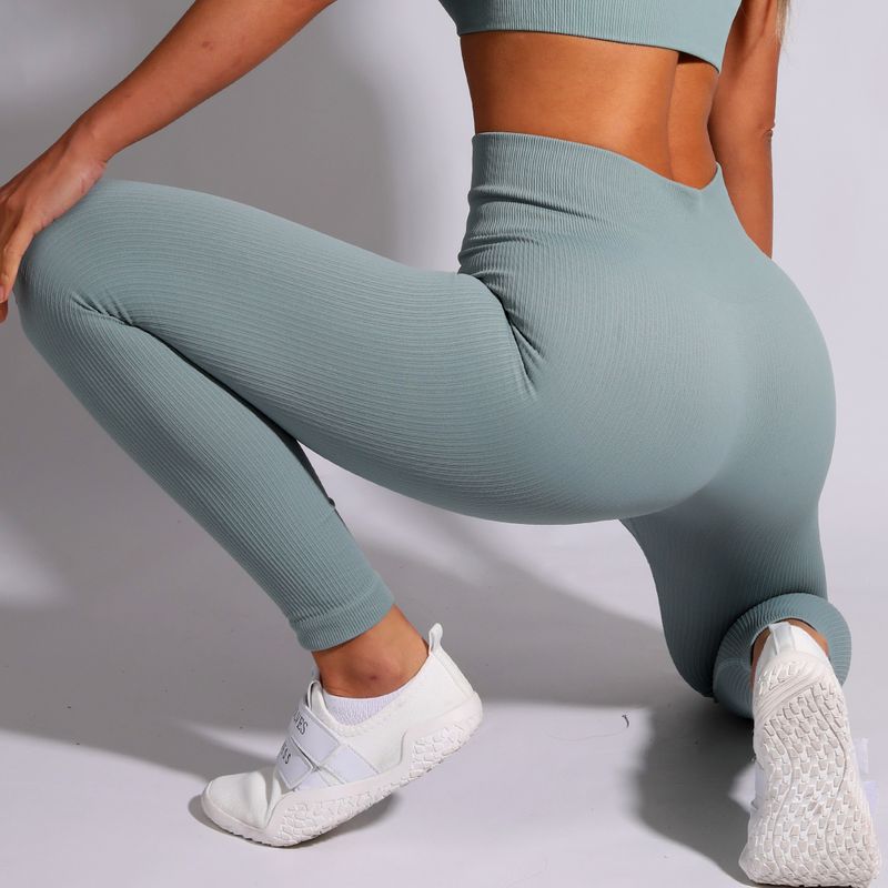 Colanți sport pentru femei, fără sudură, cu nervuri, pentru yoga, sport ..._voghion.com