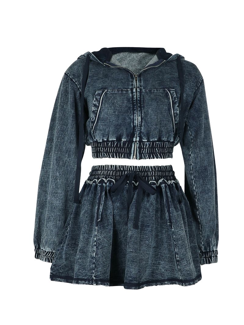 Dameskleding Denim Rok Pak Gewassen Denim Jas Sexy Korte Rok Lente Herfst Zomer_voghion.com