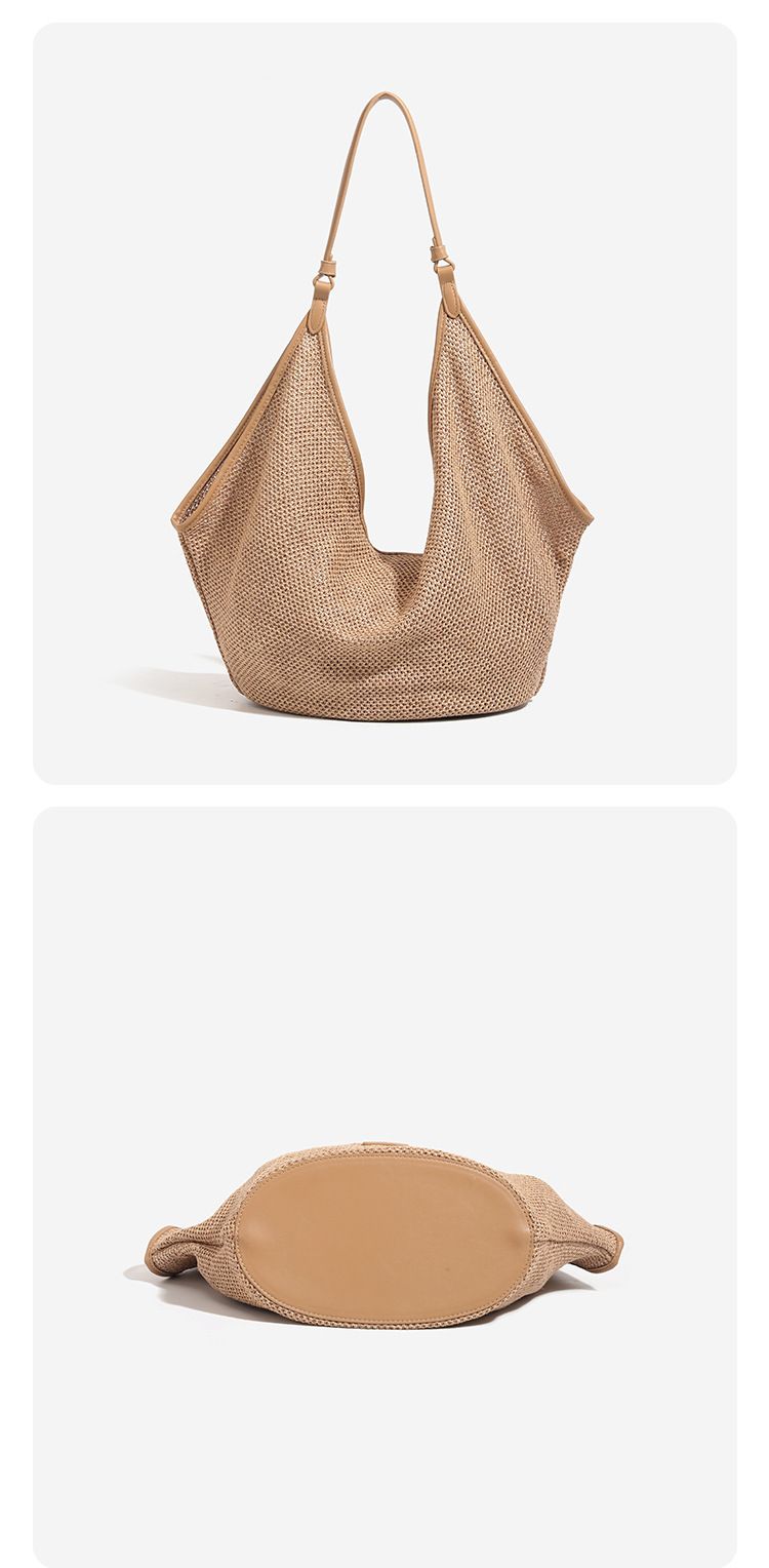 Women's Bags Summer New Raffia Woven Tote Bag Versatile Single Shoulder Underarm Bag Commuter Bag Holiday Lazy Beach Bag_voghion.com