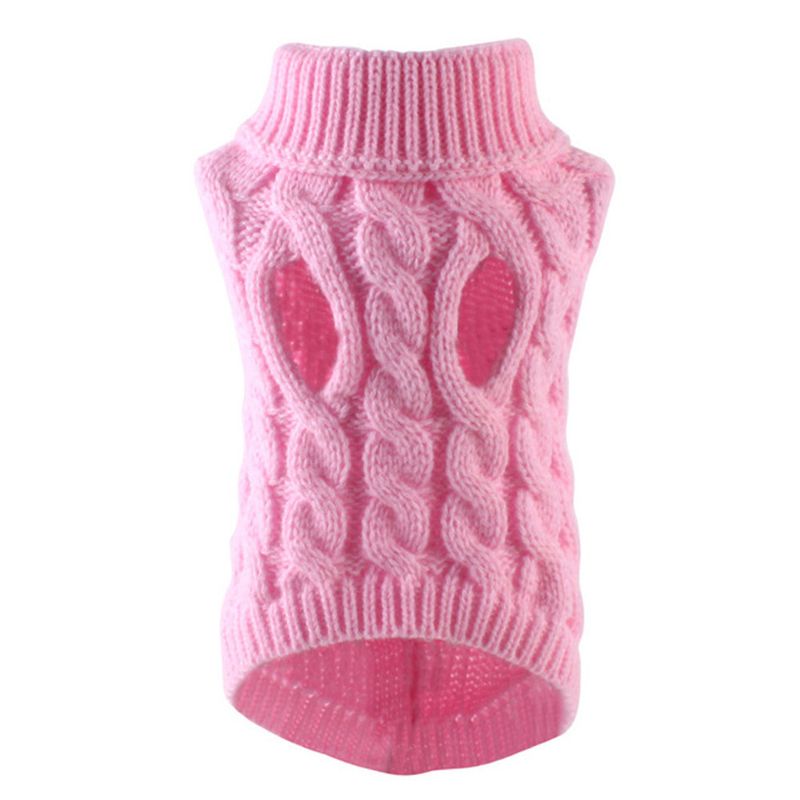 Pet dog sweaters fashionable autumn and winter new pet clothes solid color twisted knitted warm clothing comfortable_voghion.com