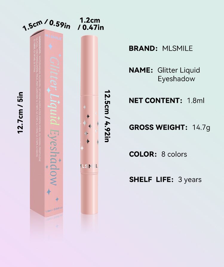 MLSMILE 8 kolorów perłowego cienia do powiek w płynie Soft Brush Diamond High Gloss Liquid Eyeshadow Rotating Lip Gloss_voghion.com