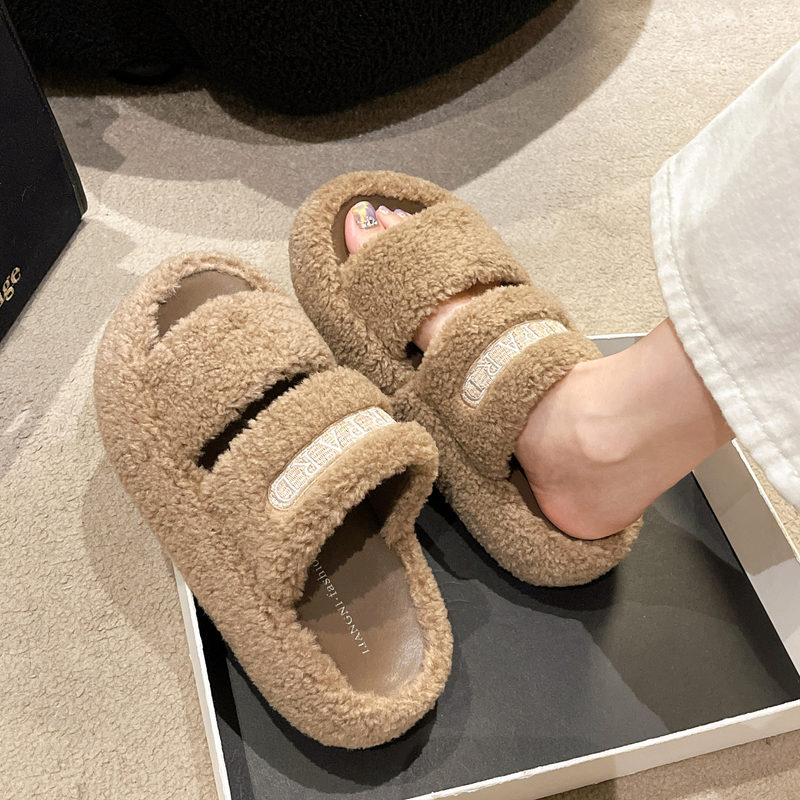 Oberbekleidung Damen 2023 Herbst neuer Stil All-Match-Pelzhausschuhe mit dicken Sohlen_voghion.com