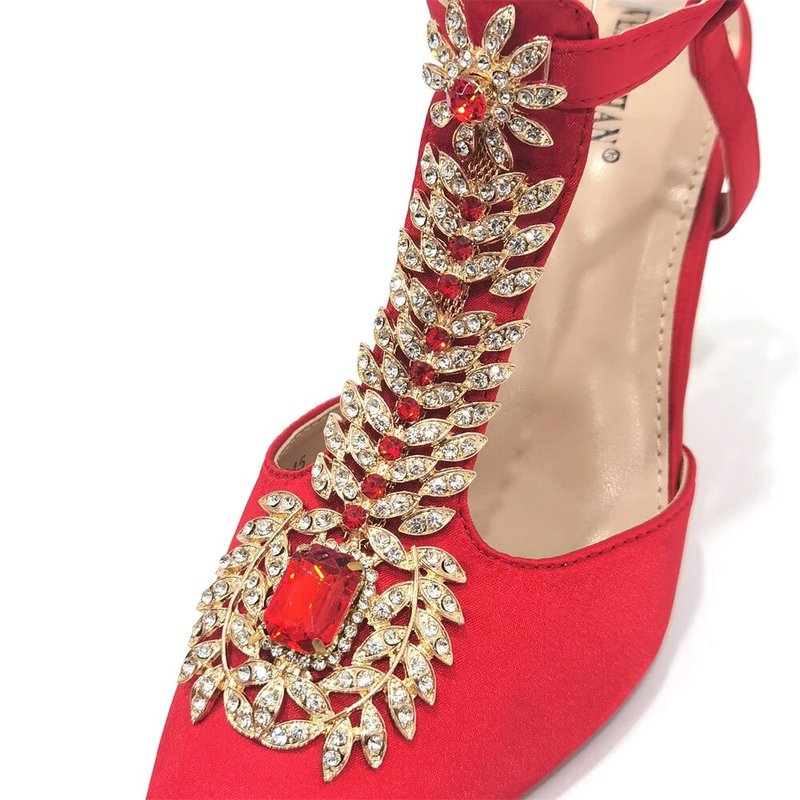 Venus Chan 2023 Italian Design Girly Style Pointed Toe Wedding Shoes And Bag, Full Diamond Decoration Metal Closure Bag_voghion.com