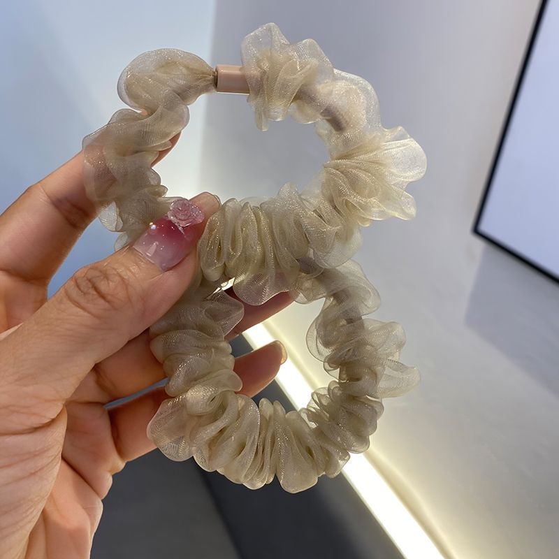 Elegante fascia elastica per capelli in rete color champagne 2025, semplice cravatta nera, per celebrità di Internet, per donne, coda di cavallo_voghion.com