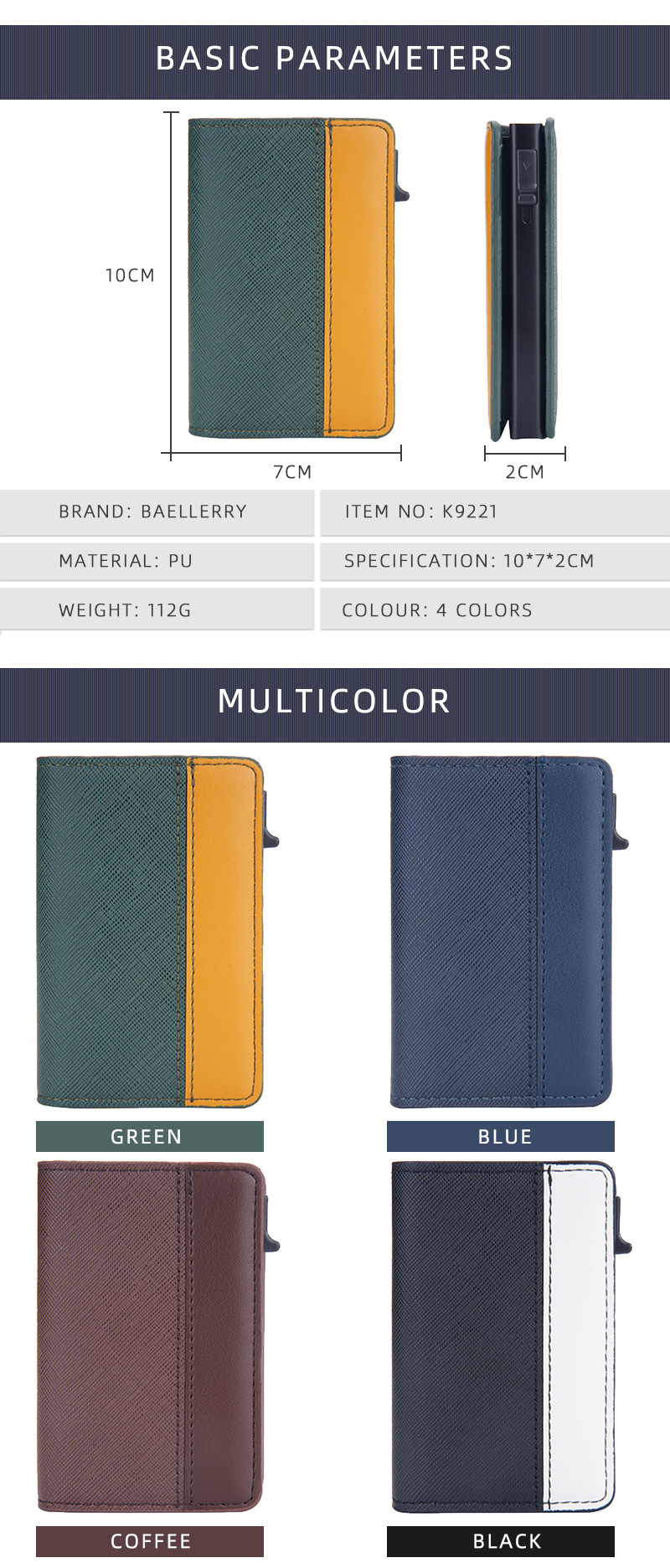 Neu Tasche Herren Baellerry Kontrast Farbe RFID Anti Magnetische Seite Push Bullet Box Neutral Karte Leder Clip_voghion.com