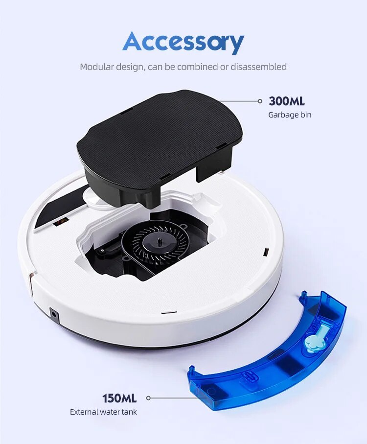 Aspirador robótico RC de gran succión para el hogar, barredor de suelo inteligente, fregona, Robot aspirador seco y húmedo_voghion.com