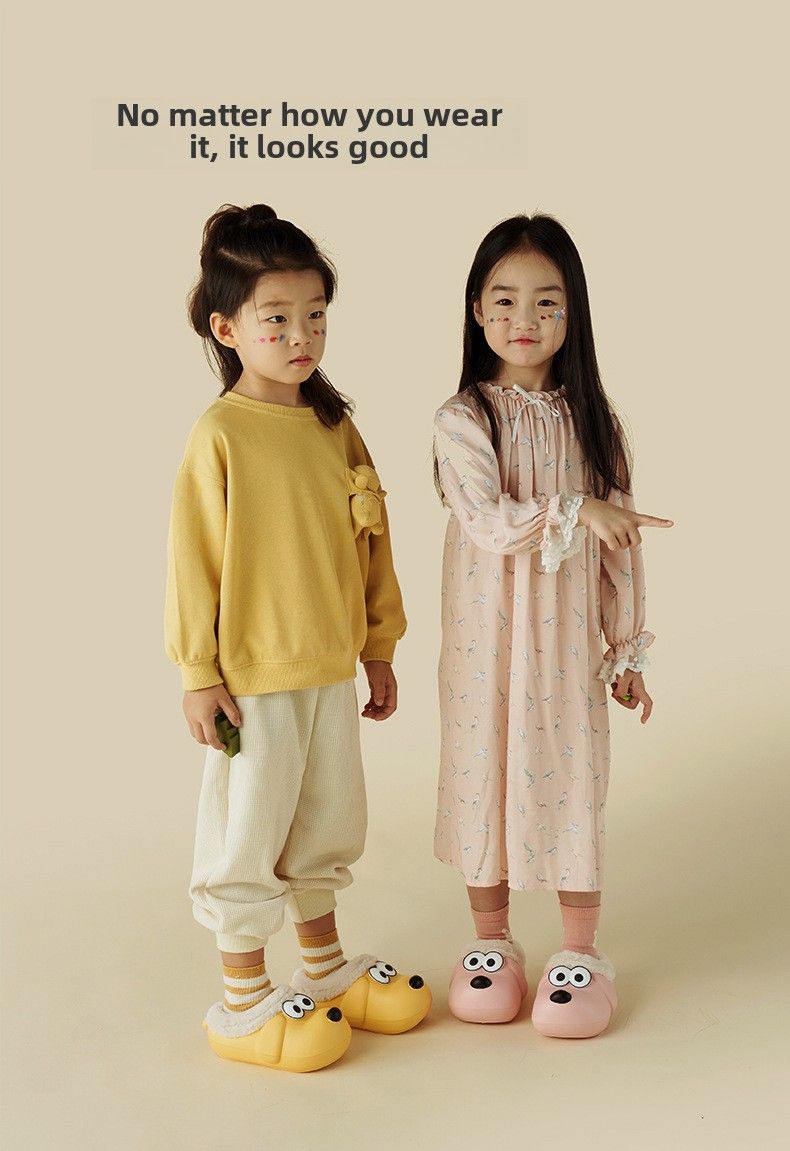 Pantofole in cotone per bambini autunnali e invernali, pantofole morbide, impermeabili e antiscivolo, pantofole in cotone per bambini, invernali, da interno_voghion.com