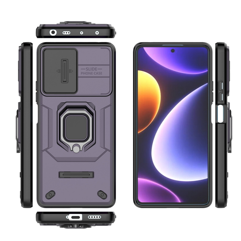 Schiebe-Kameraobjektiv-Schutzhülle für POCO F5 POCO X5, Metallringschnalle, Autohalter-Abdeckung_voghion.com