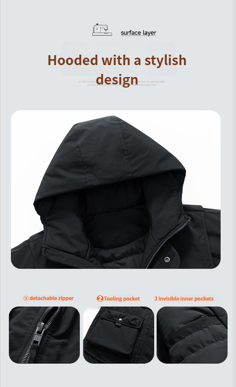 Giacca invernale da uomo in due pezzi 2025, funzionale, casual, in piumino d'anatra bianco al 90%_voghion.com
