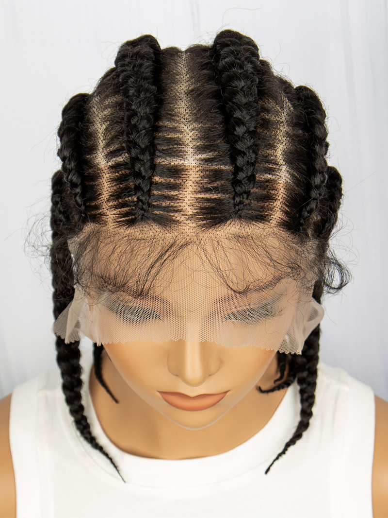 Vollspëtz Fett 6 Strécken Geflochtene Perücke Kappset Handgewoven 6 Strécken Kuerz Geflochtene Spëtz Synthetesch Spëtz 180% Dicht Spëtz Spëtz eenzegaarteg Form_voghion.com
