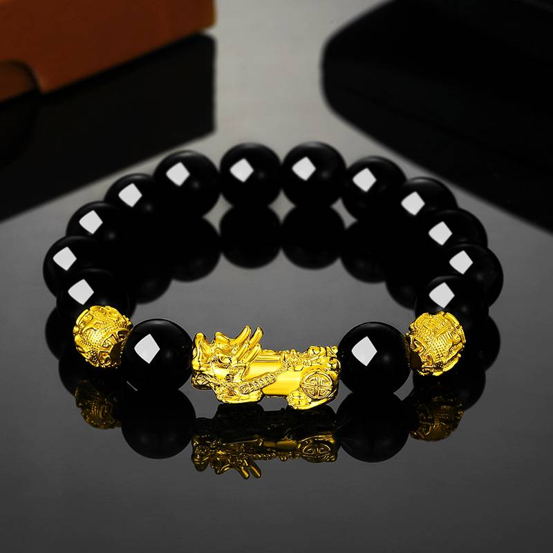 Vietnam velvet sand gold lucky brave Buddha beads bracelet male tiger eye agate obsidian wholesale bracelet_voghion.com