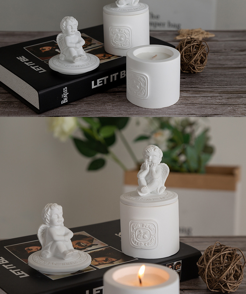 Statue Angel Series Aromatherapy Candle Essential Oil Soy Wax Aromatherapy Fragrance Fragrance Cup Diffuser Gift Box Set_voghion.com