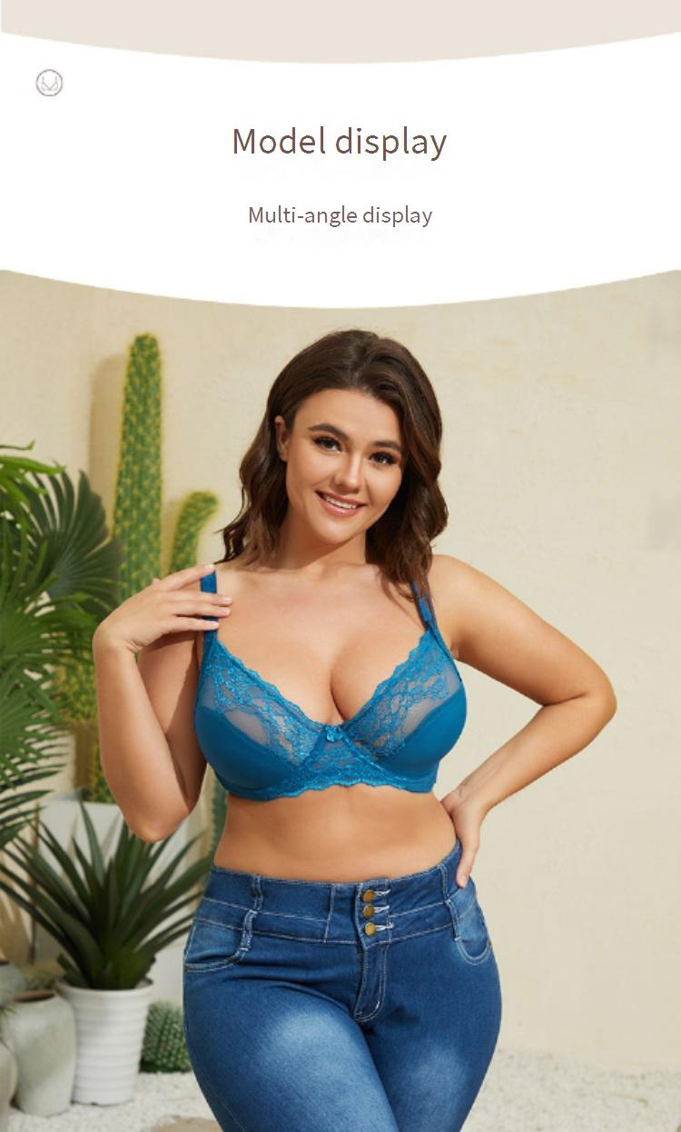 Women's Intimates Large Size Bra Adjustment Type Large Breast Gathering Underwire Lace Women's Underwear_voghion.com