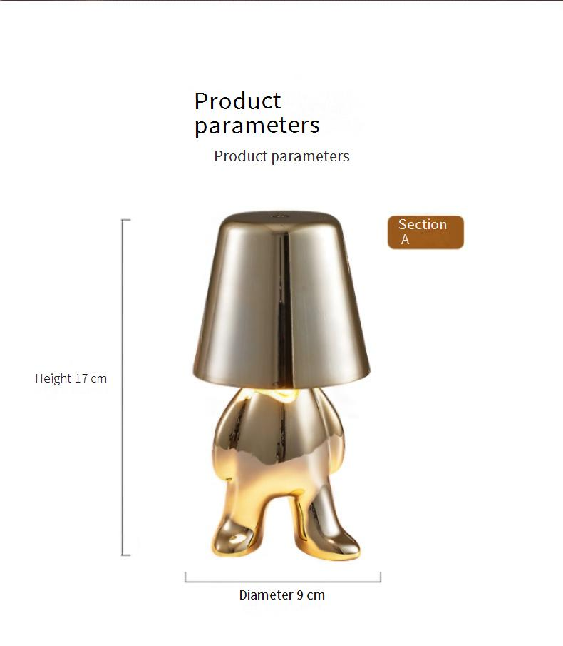 Lampada da tavolo a LED The Thinker Statue - Ricaricabile tramite USB, luce bianca calda dimmerabile, finitura bronzo vintage_voghion.com